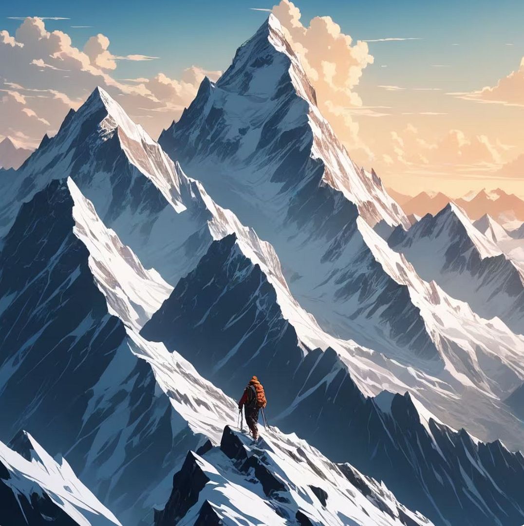 Mountaineer climbing the Himalayas