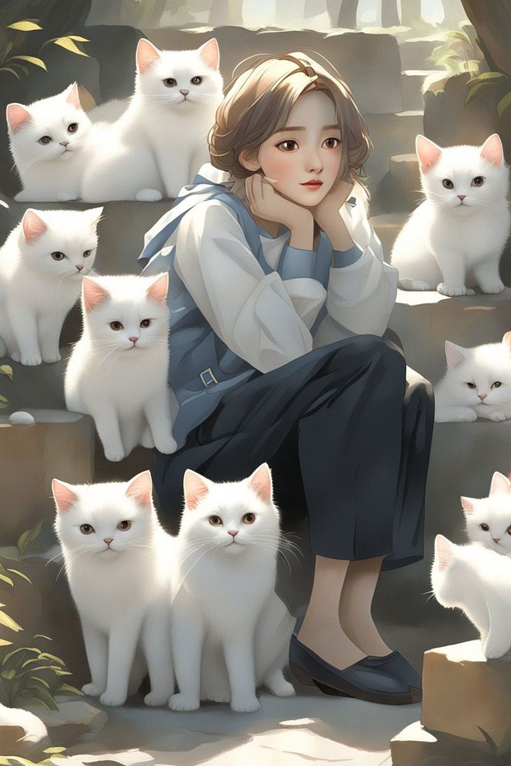 cat and girl