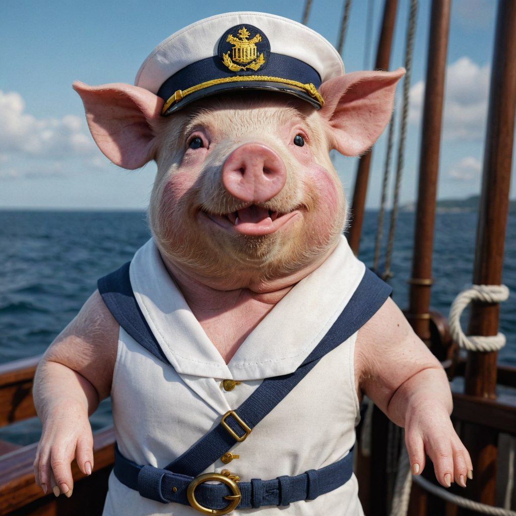 Happy sailor pig