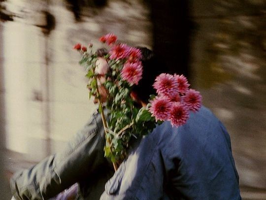 man with flowers