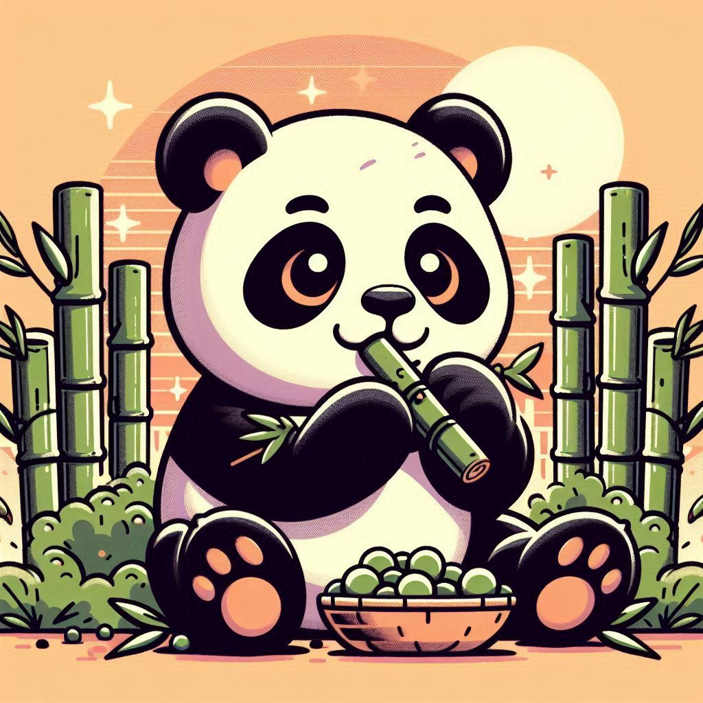 PANDA EATING BAMBOO