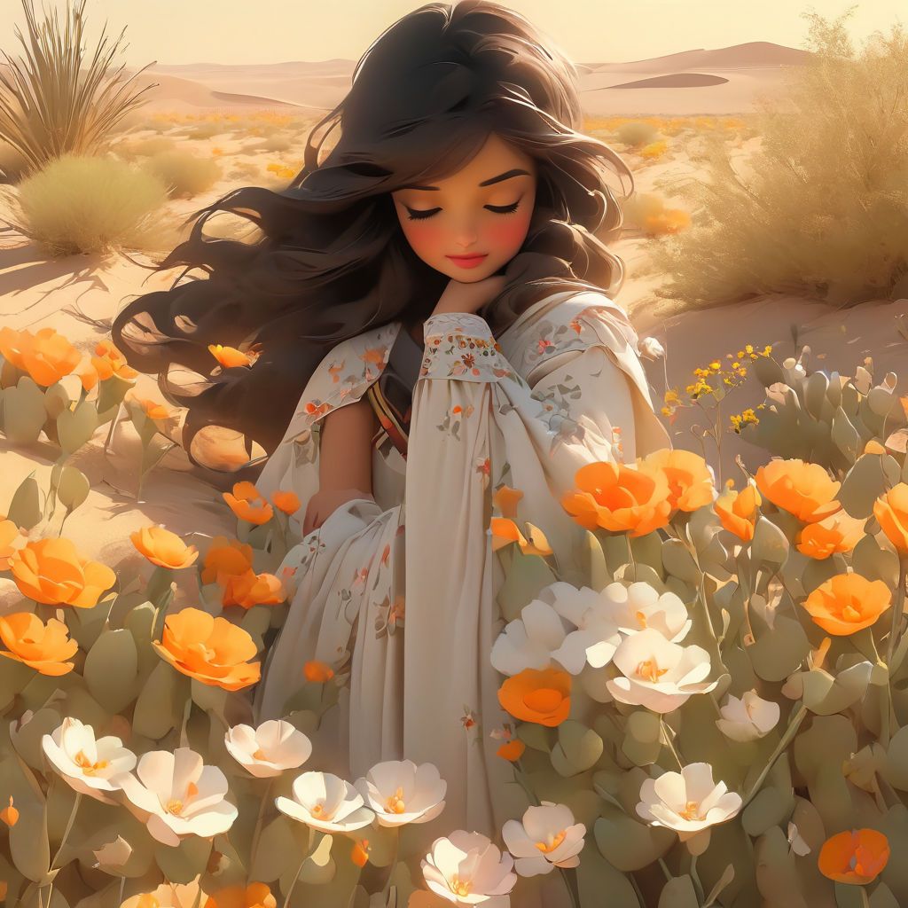 flowers blooming in the deserts Girl in the Desert