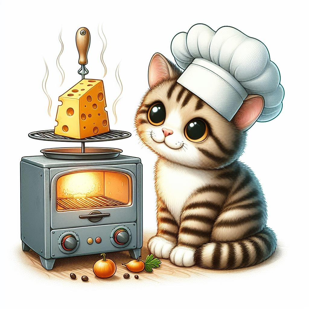 a cheese-grilling cat