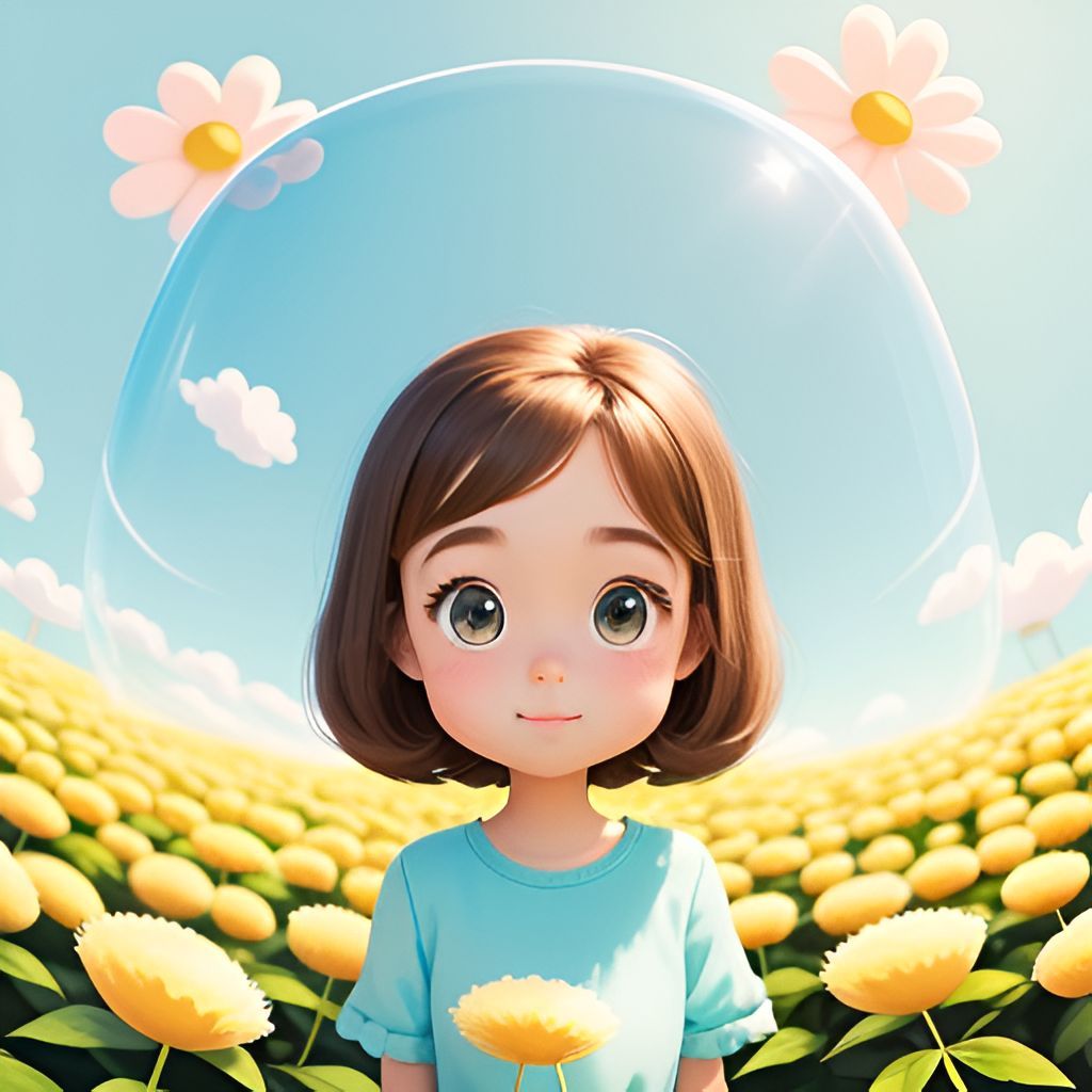 Girl surrounded by yellow flowers