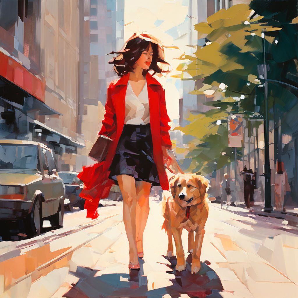 A New Yorker Walks a Dog After Work