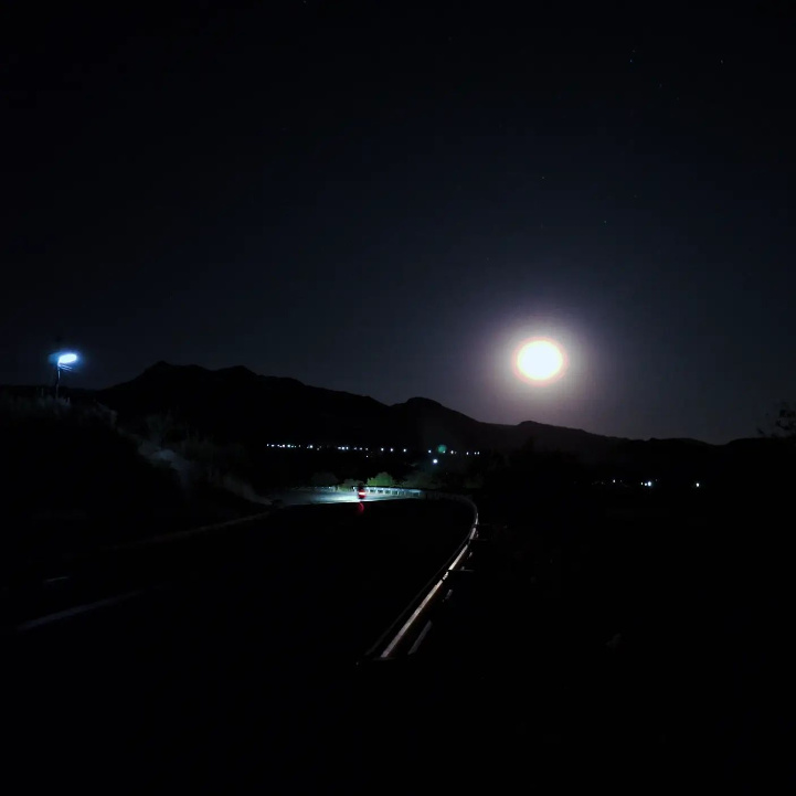 Moon sharing the road