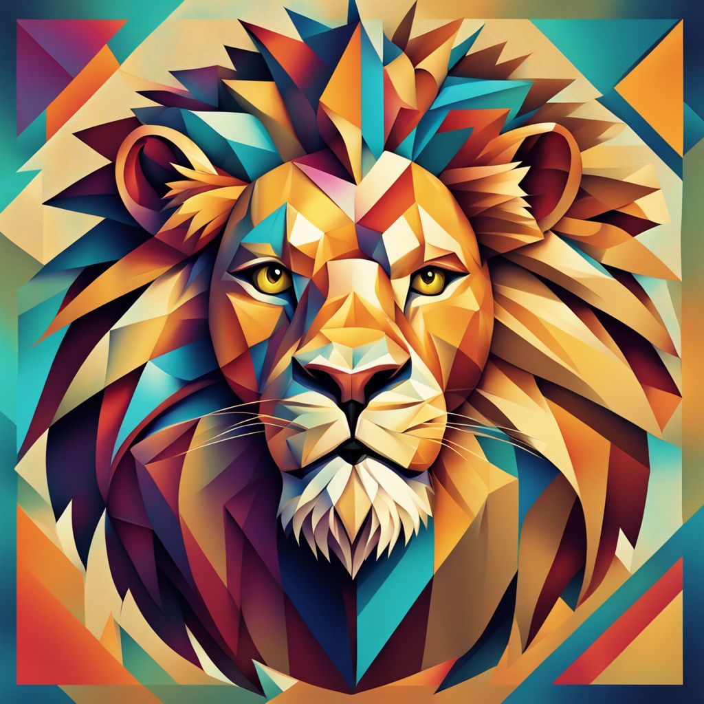 Lion cubism-inspired