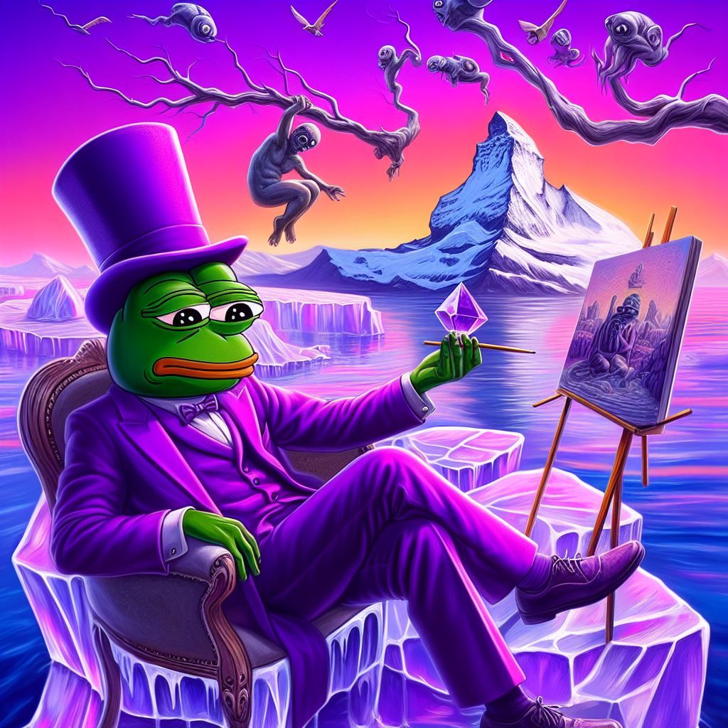 Icy Degen Pepe Draws Picture  / farcaster