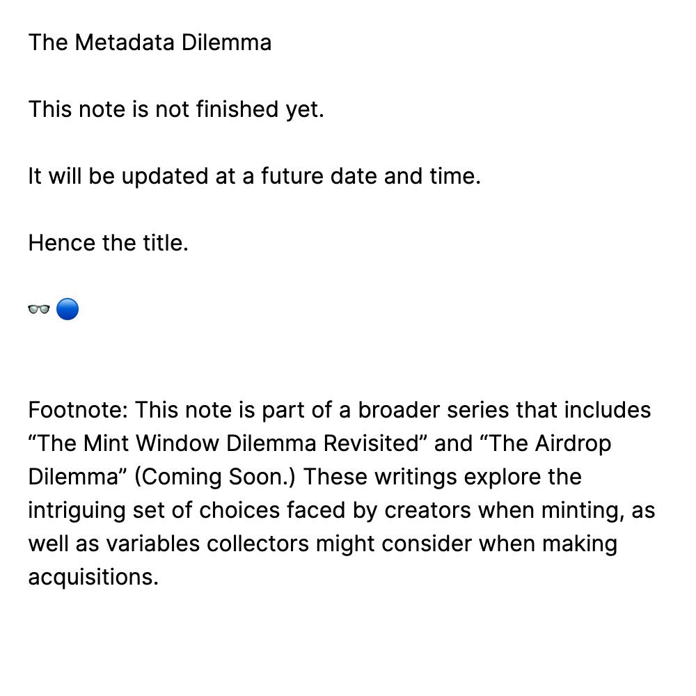 The Metadata Dilemma