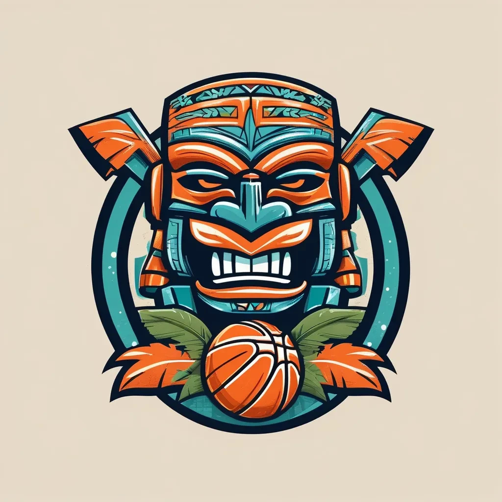 retro tiki logo for basketball team