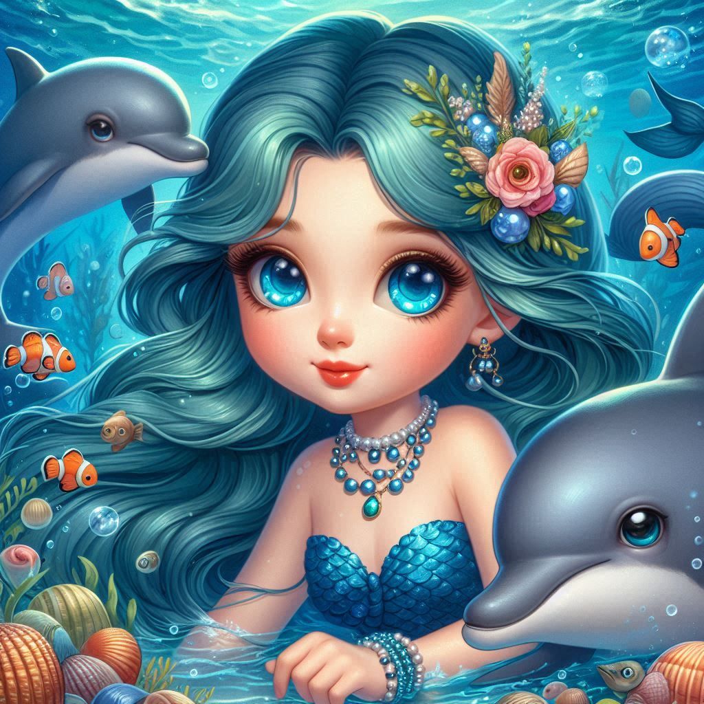 Mermaid & dolphin