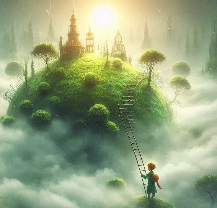 The little prince ascends to his green planet