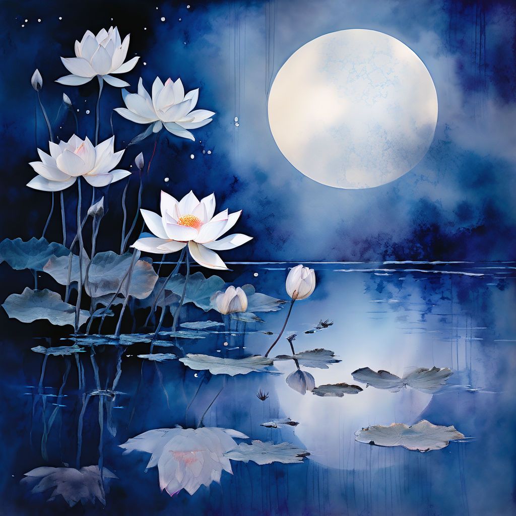 lotus flowers and moon