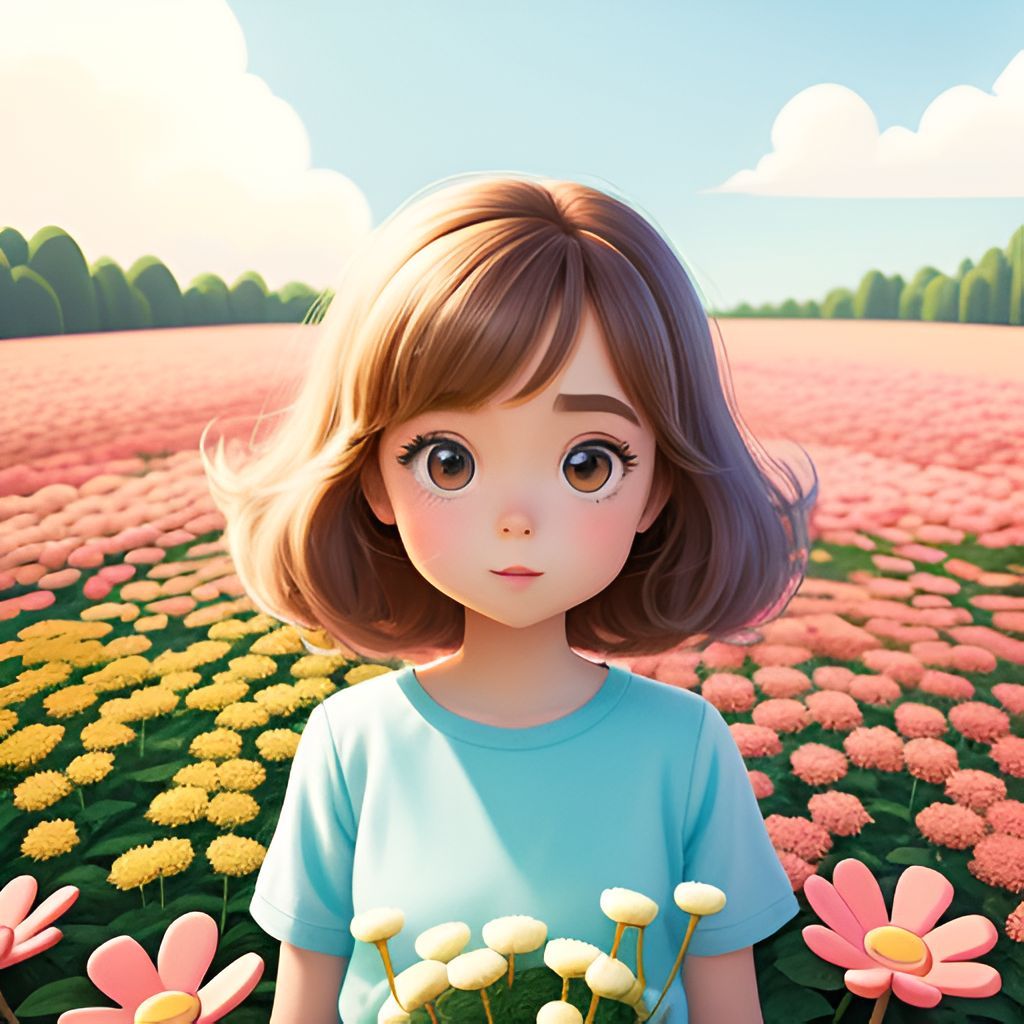 Girl in a flower field