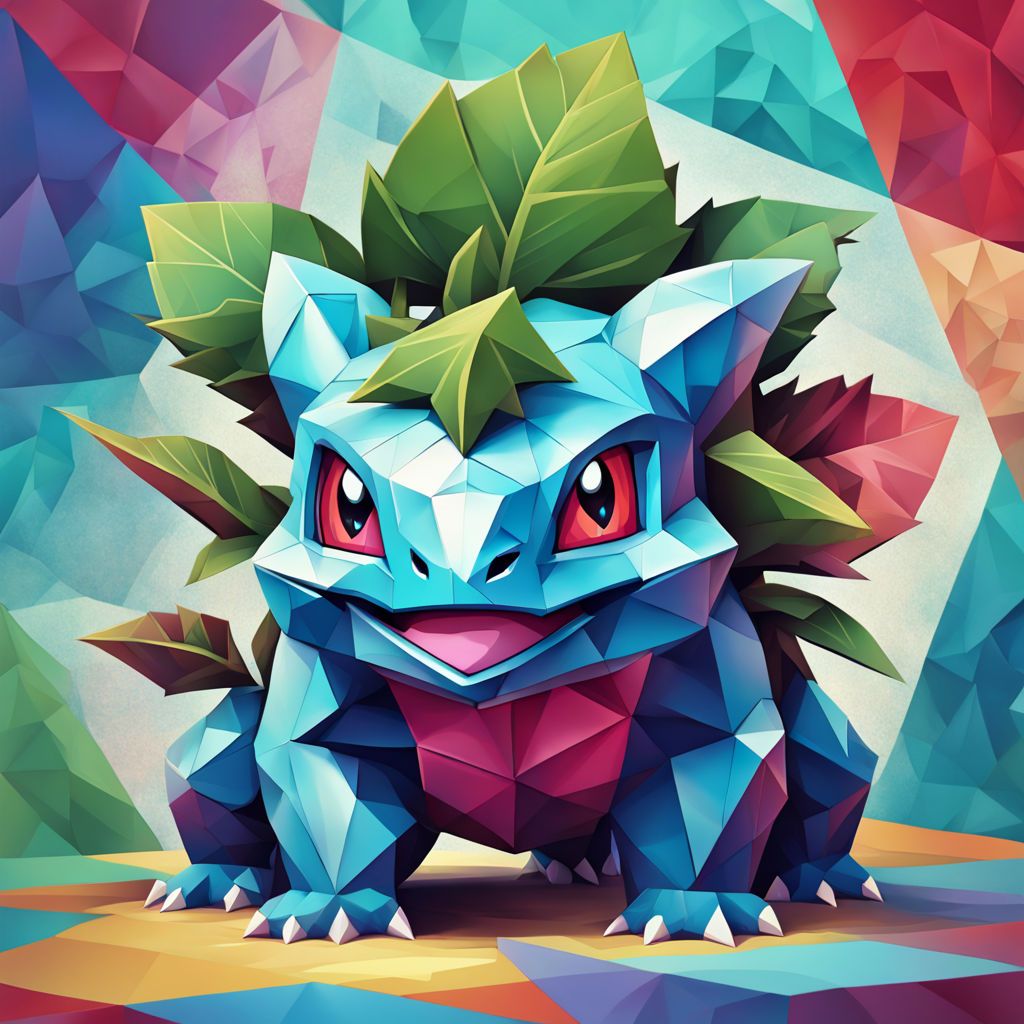 Ivysaur cubism-inspired