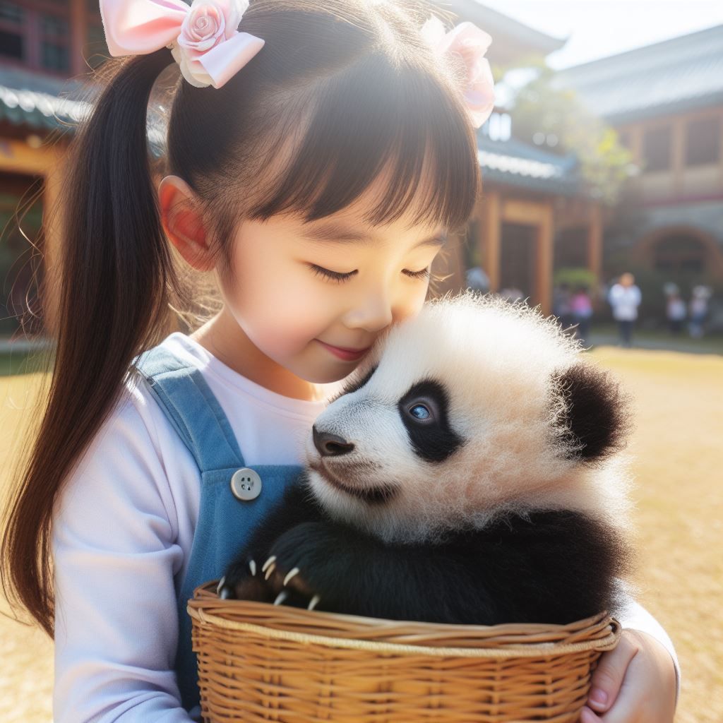 Baby Panda with the Girl