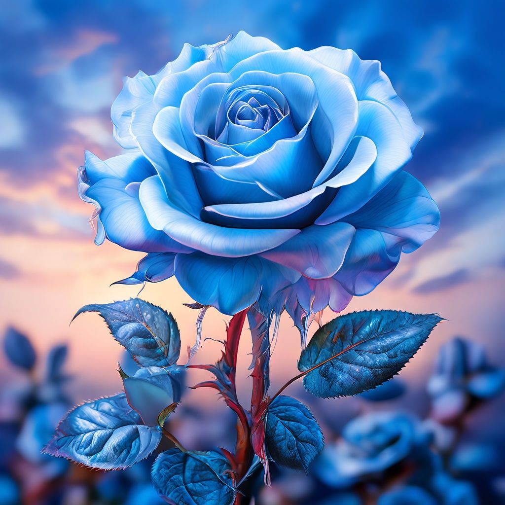 Mystical Blue Rose at Dusk