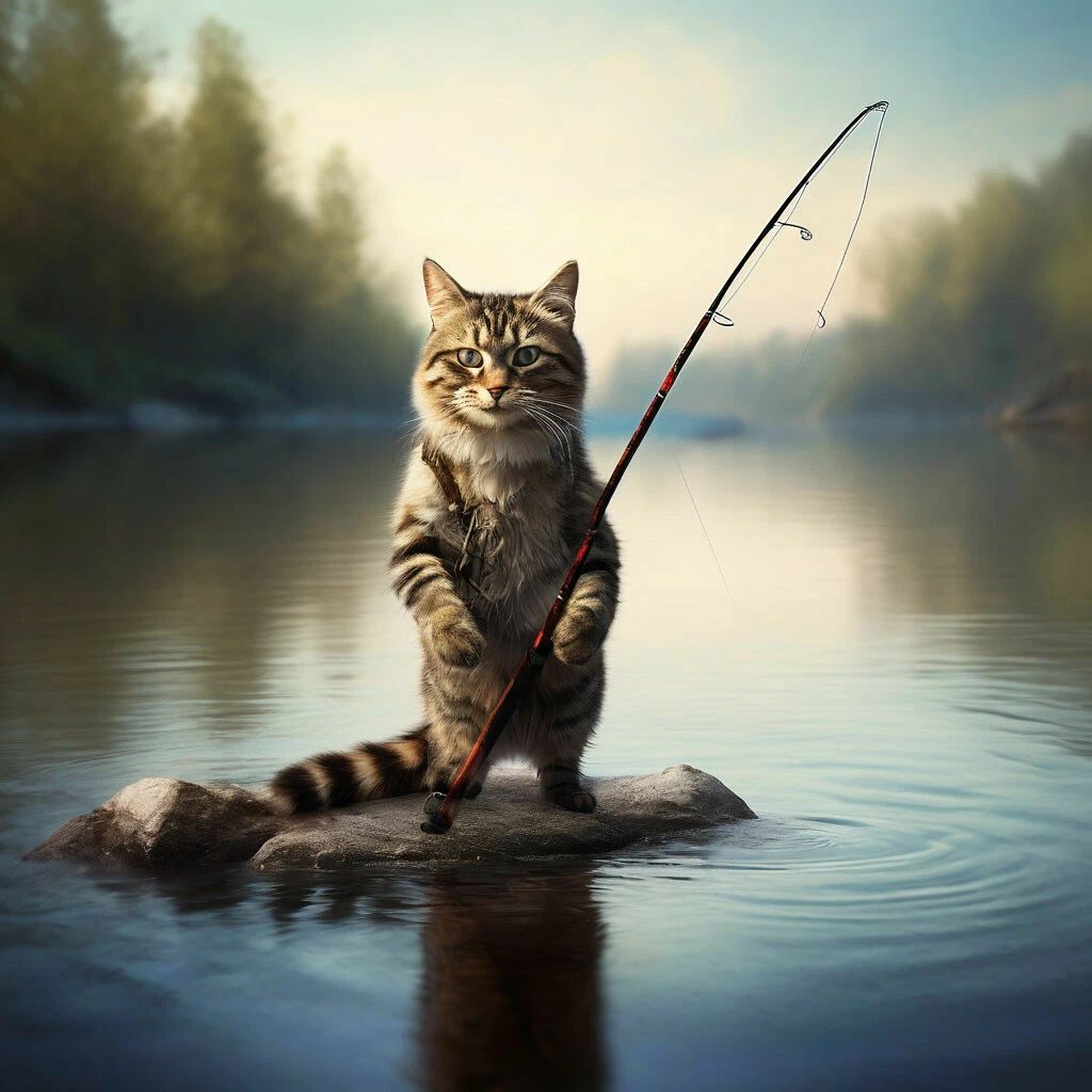 Cat fisherman