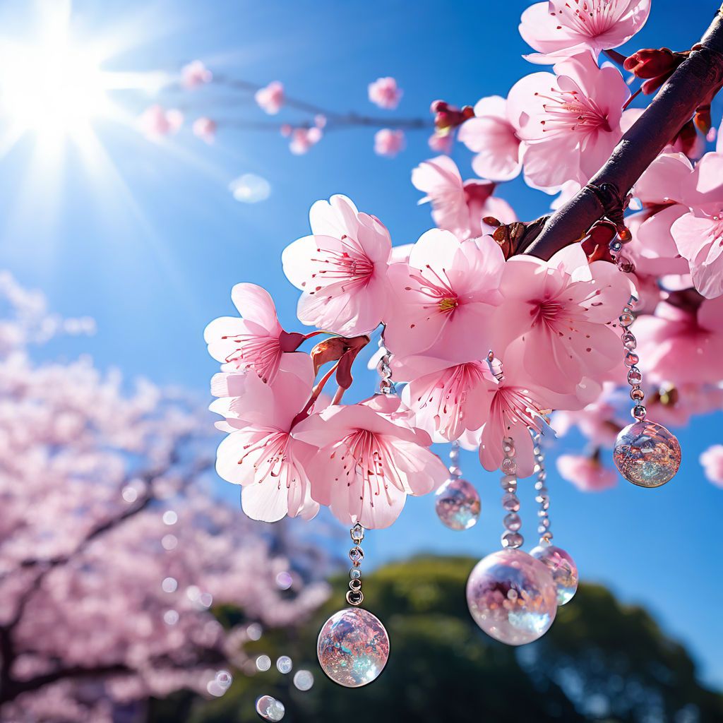 a cherry blossom with jewels