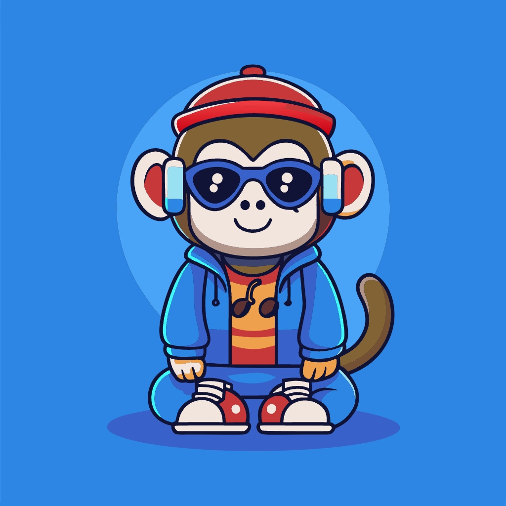 Cool Monkey Sitting Down ENJOY