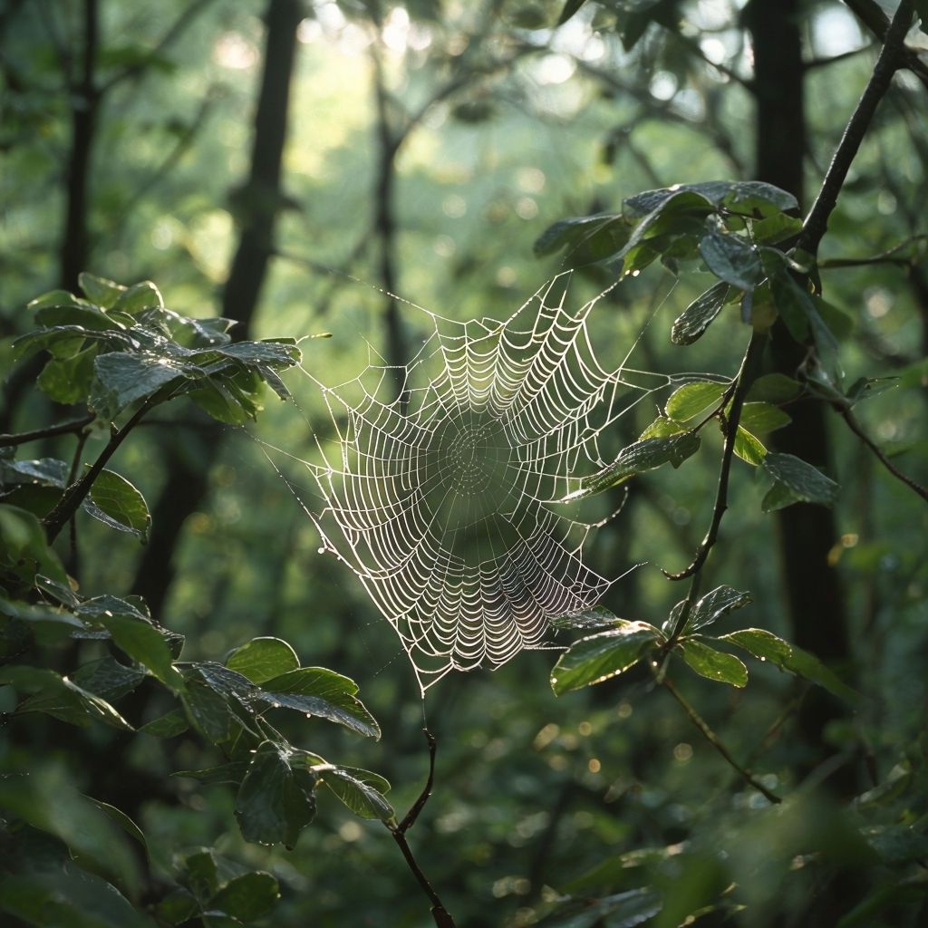 spiderweb-stretches-between-two-green-leaves