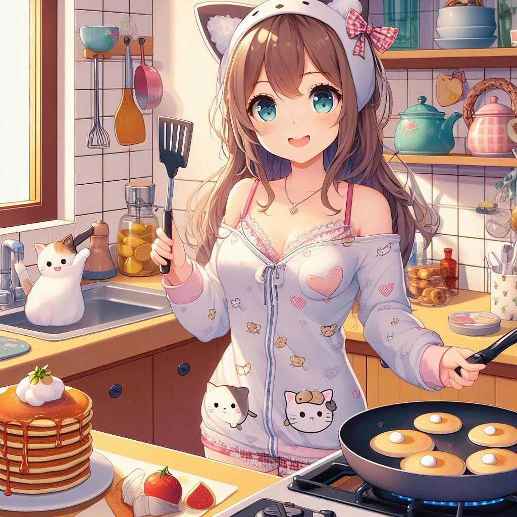 girl making breakfast