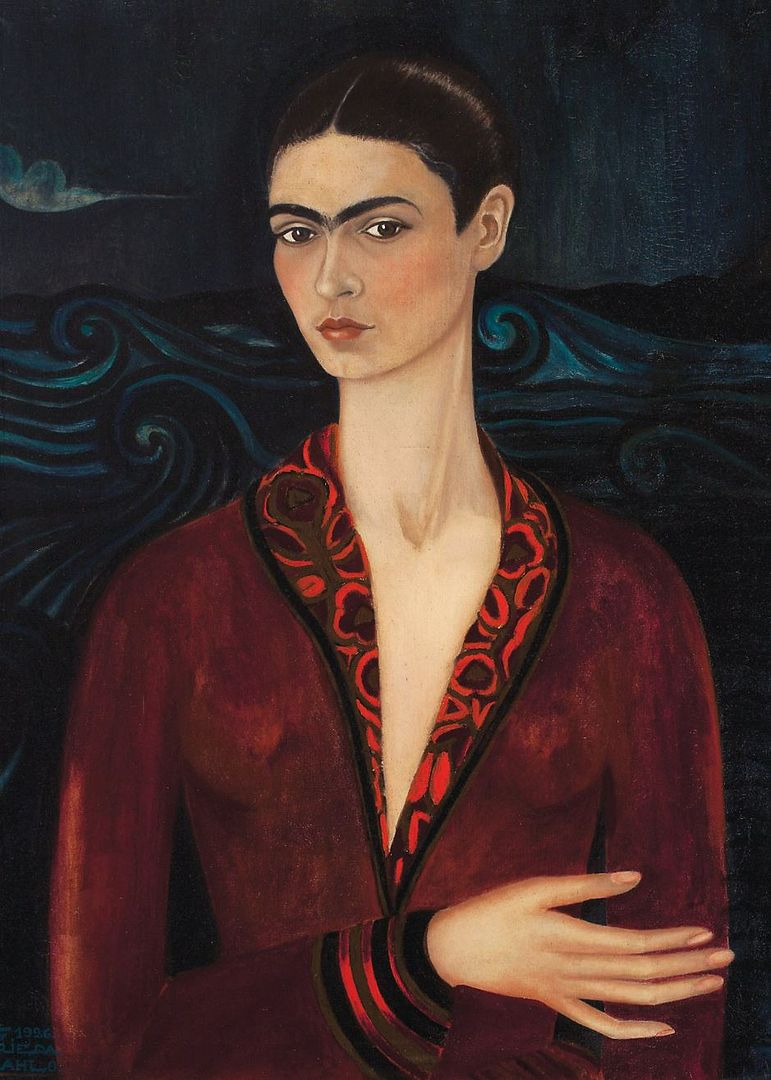 Frida Kahlo - self portrait red velvet dress