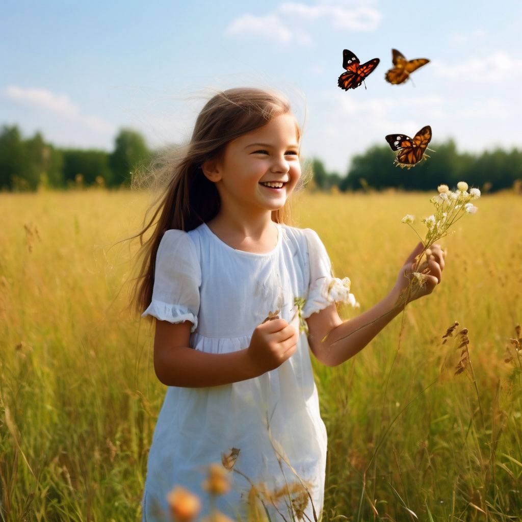 Girl and butterflies