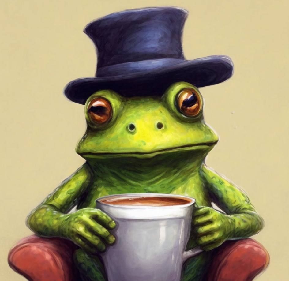 Frog with coffee