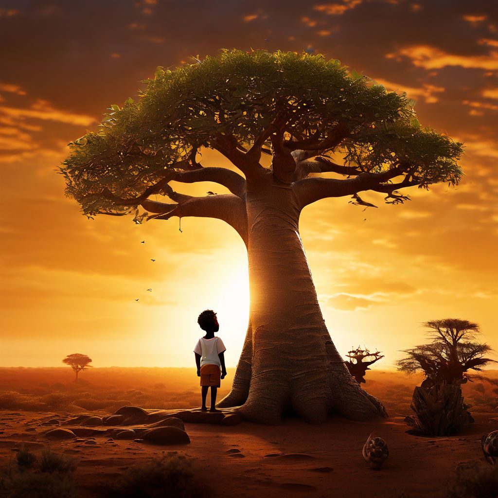 Baobab trees and sunset