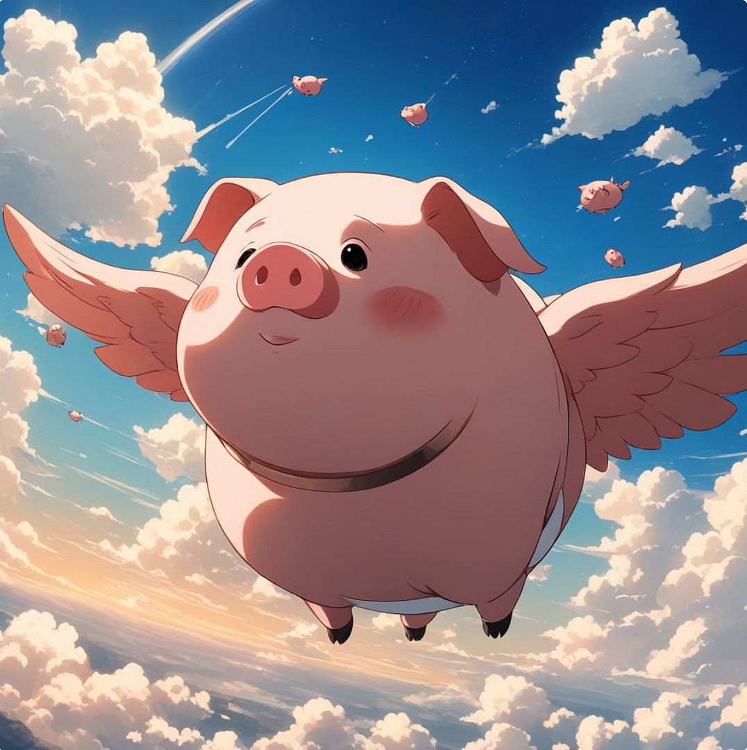 pig flying in the sky