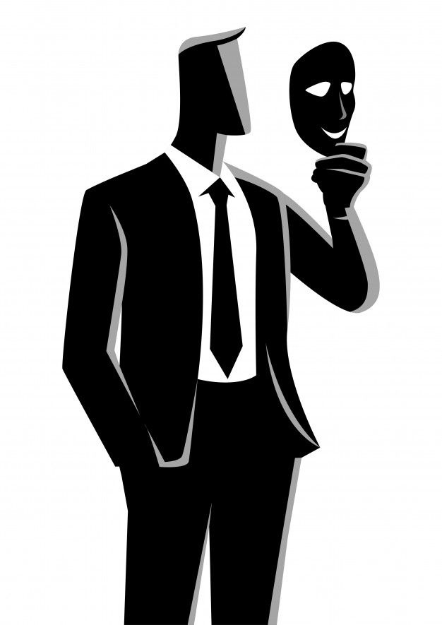 Premium Vector _ Businessman holding a mask in front of his face