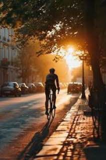 cycling towards the sunset