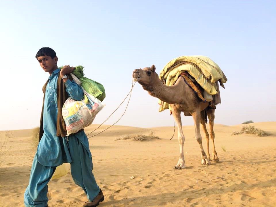 a Boy and a Camel