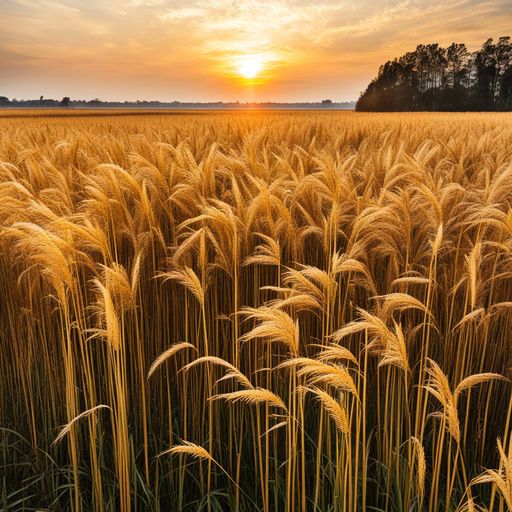 a field of reeds at sunset