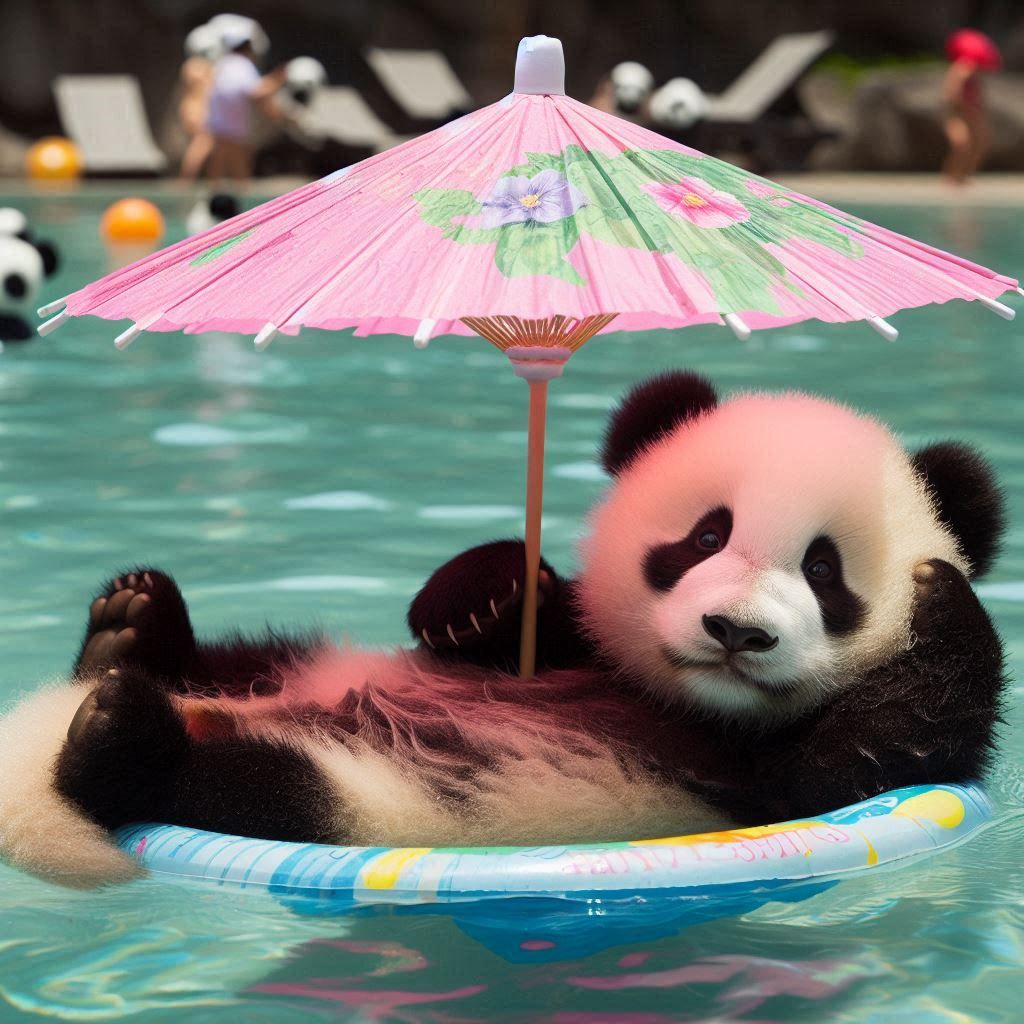 Baby Panda Playing at the Water Park