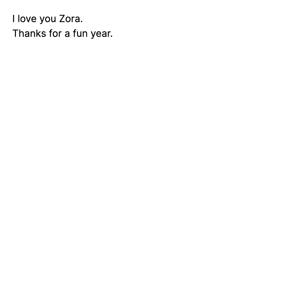 I love you Zora