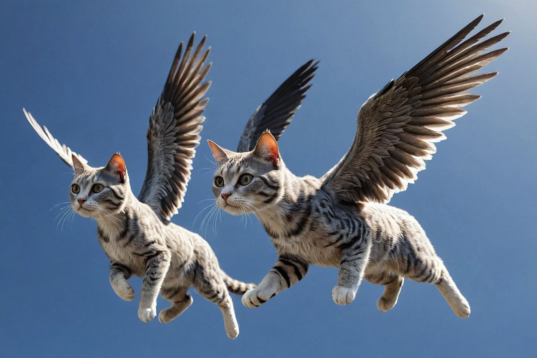 Just two flying cats strolling