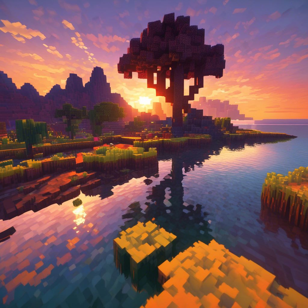 Minecraft sunset