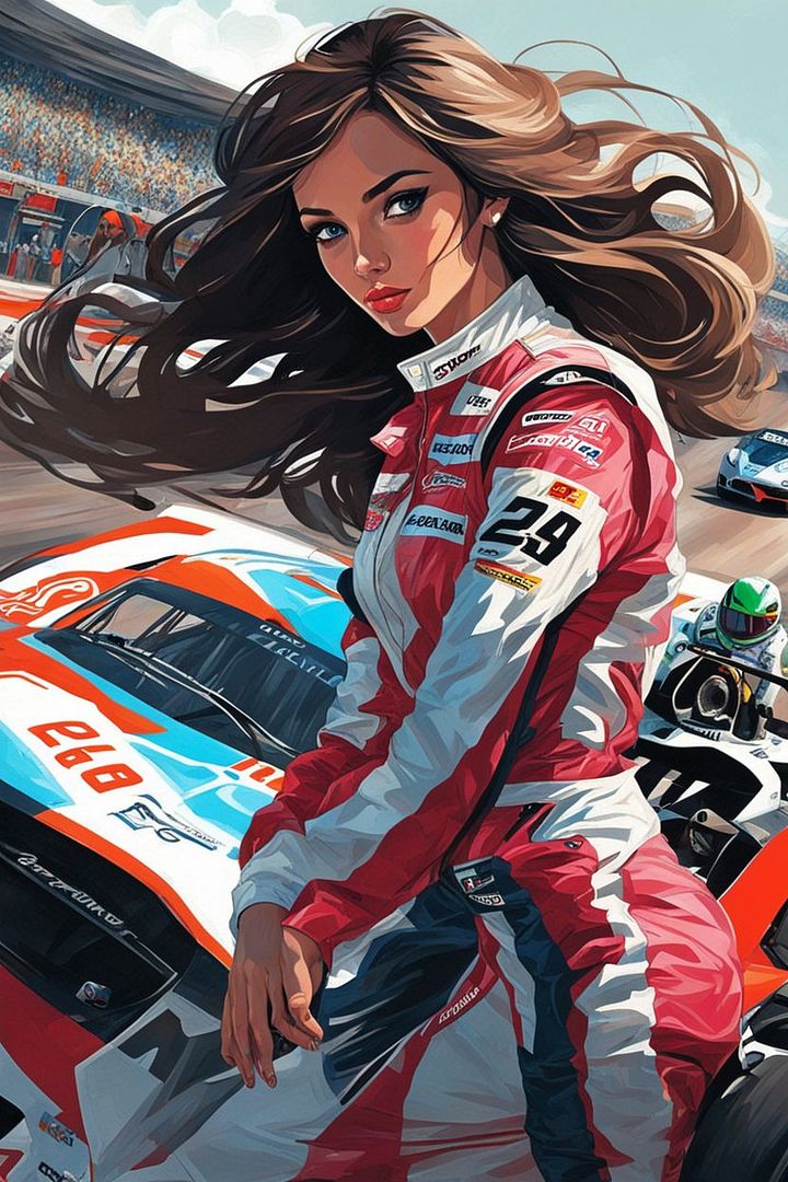 Car and female racer