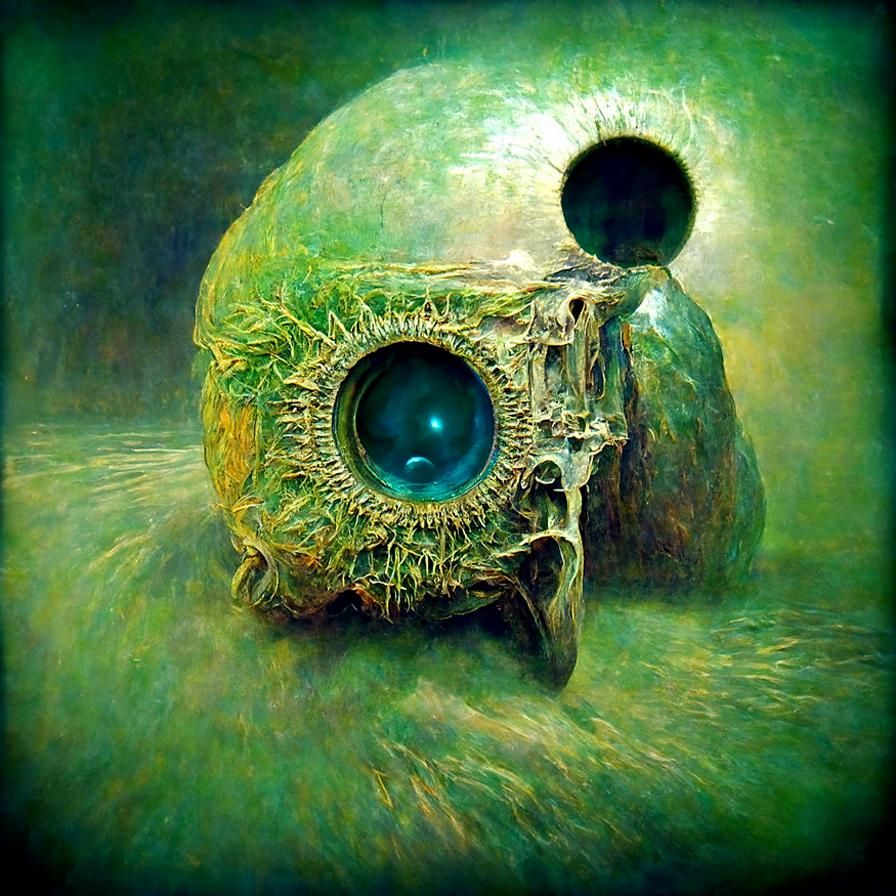 Acid Green Aquamarine Eyeball 8K By Zdzisław Beksiński