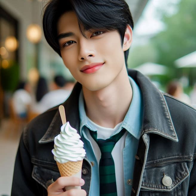 Want to have his big ice cream