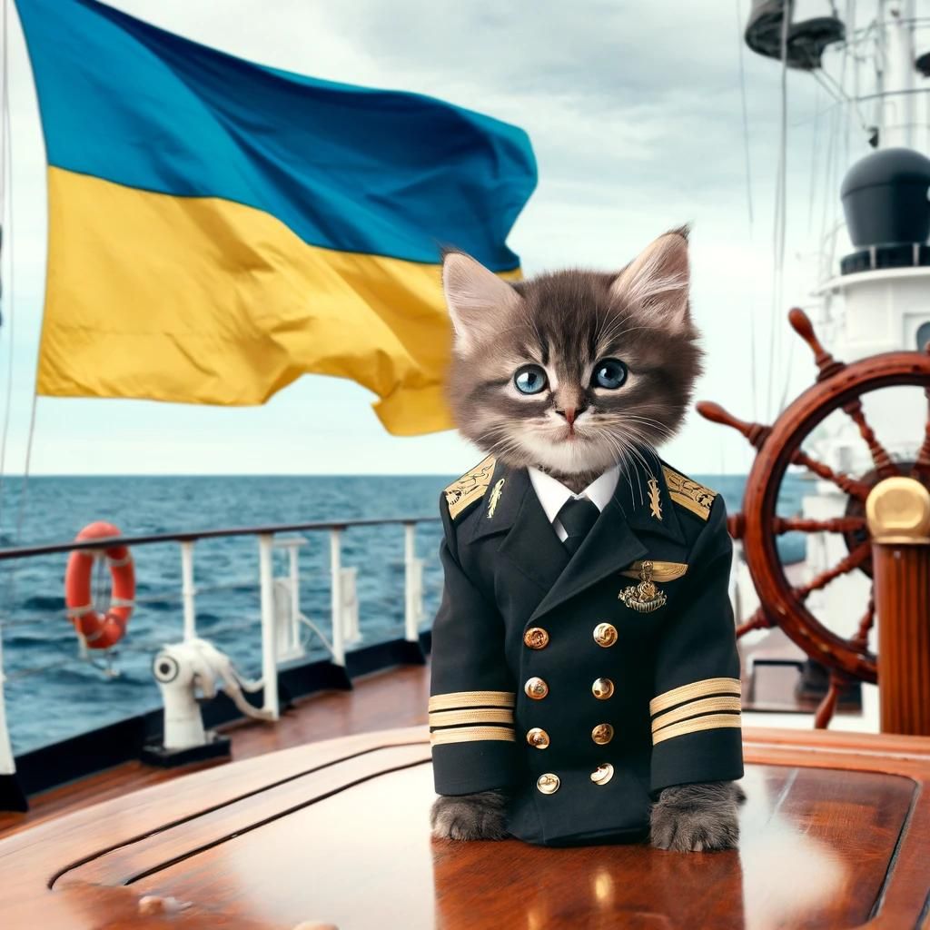 A_kitten_in_a_Ukrainian_naval_uniform_standing_at_