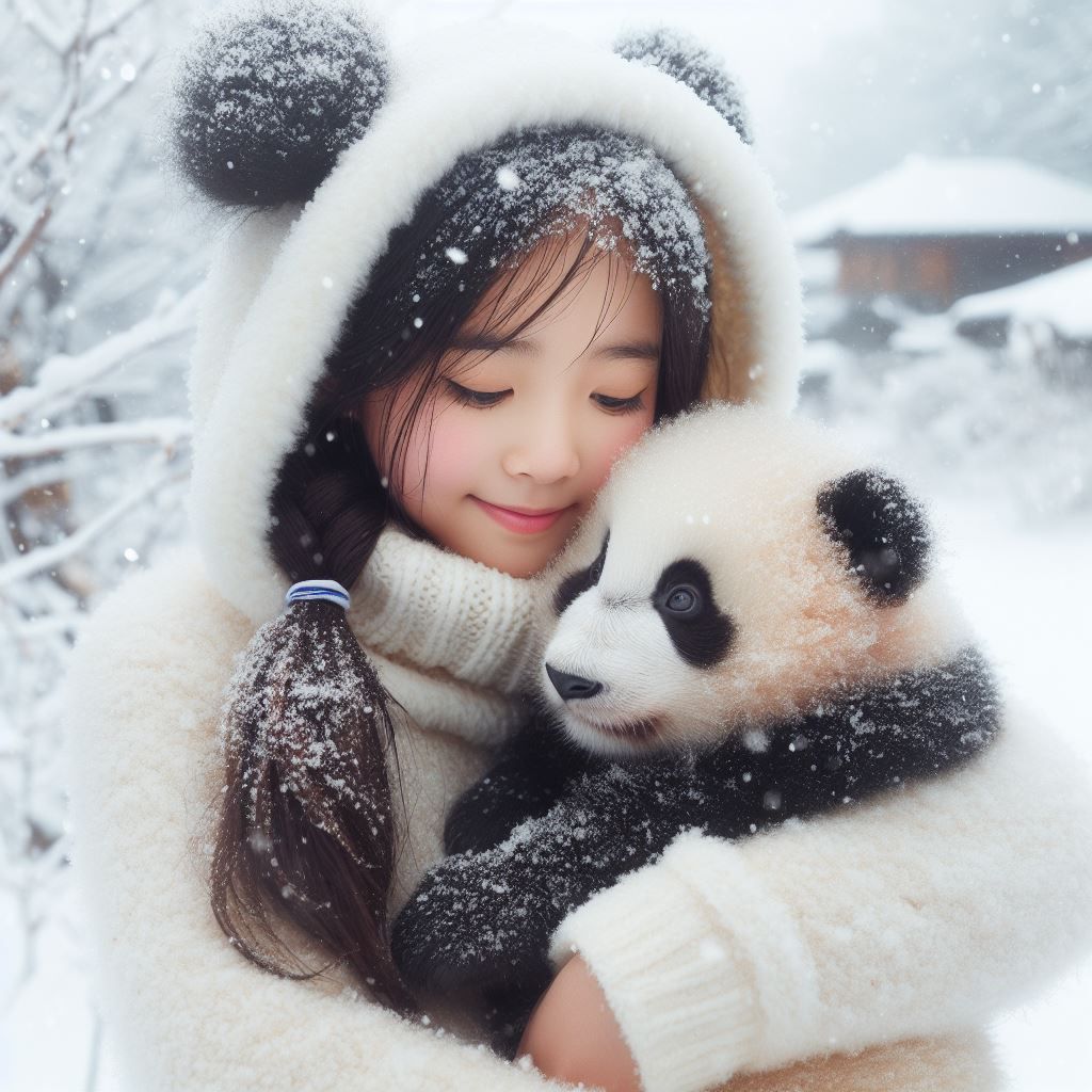 Baby Panda with the Girl