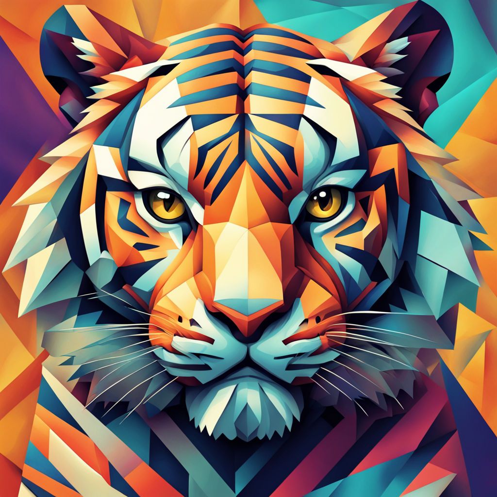 Tiger cubism-inspired