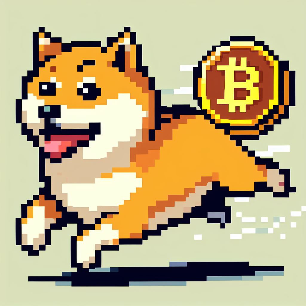 dog running with Bitcoin