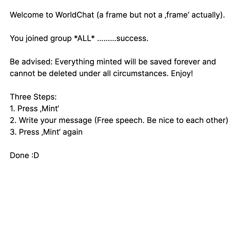 run WorldChat_beta11.exe -rw:zora -free -nodelete -group:ALL