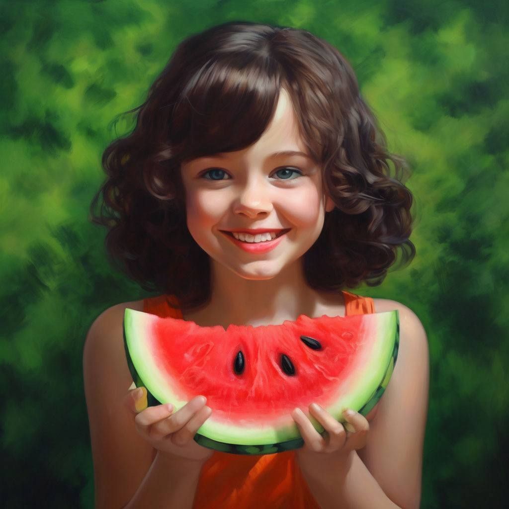 Girl with a watermelon