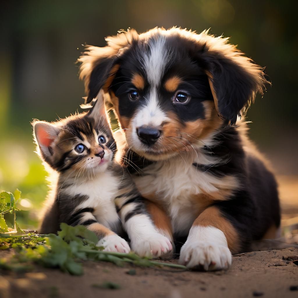 Puppy with kitty