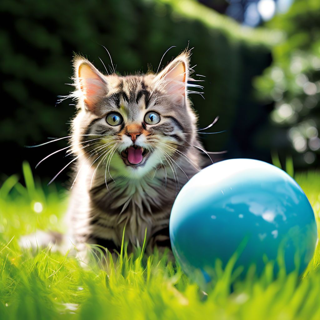 capture-the-moment-of-a-joyful-feline-playfully-entertaining-itself-with-an-oversized-light-blue-bal